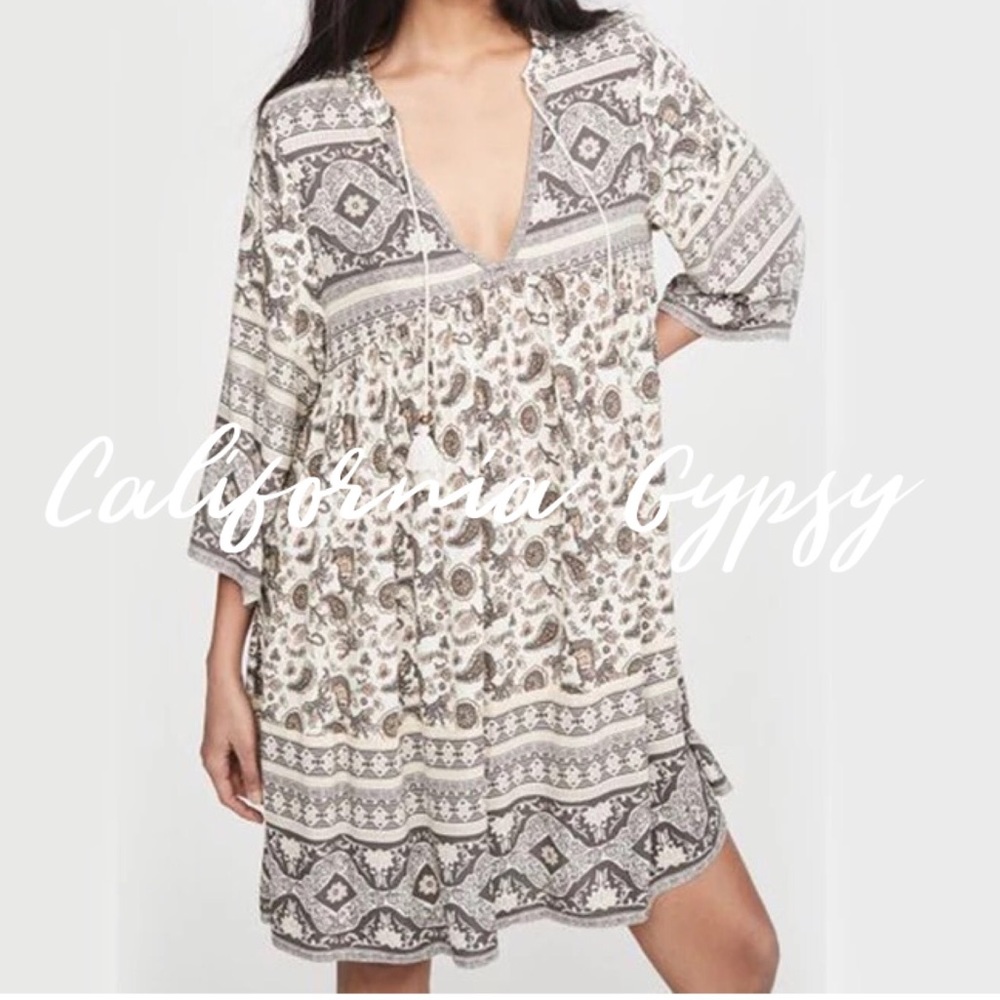 Gypsy Boho Western Paisley Floral Dress - Picture 1 of 14